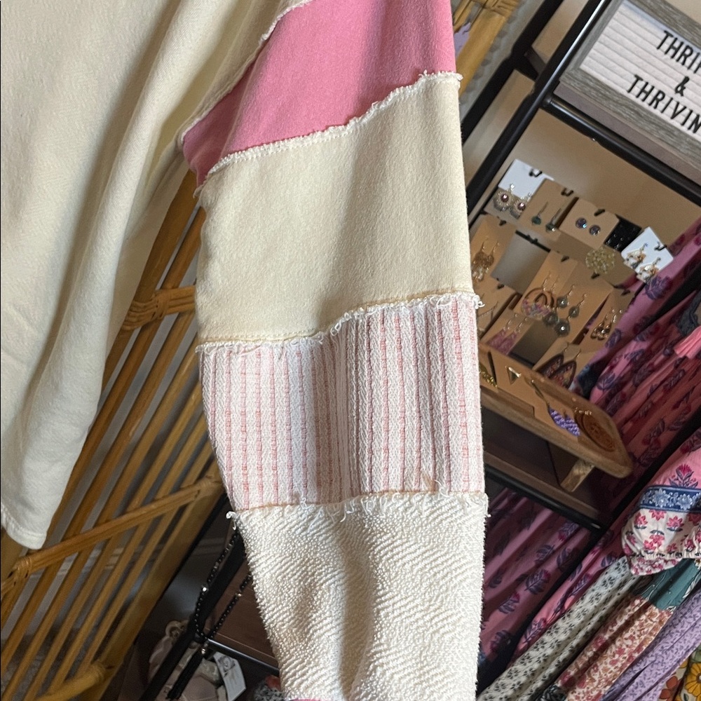 BUCKETLIST Color Block Romper with Pink and Cream - Picture 5 of 9